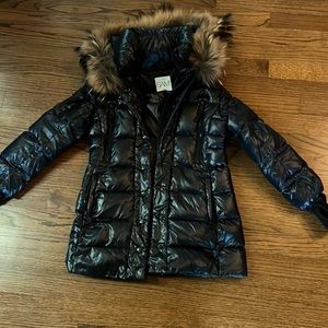 SAM girls 12 navy coat w fur